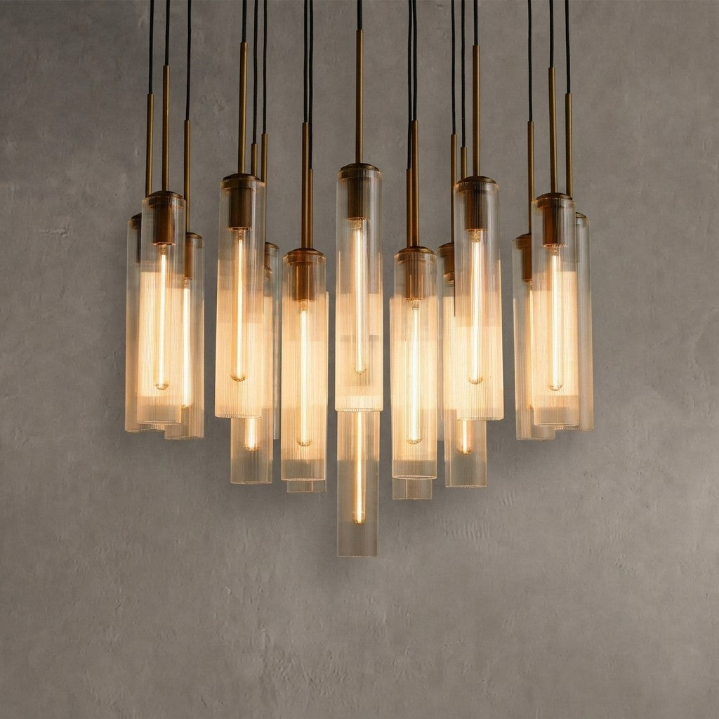 Rillchime Fluted Glass Round Chandelier