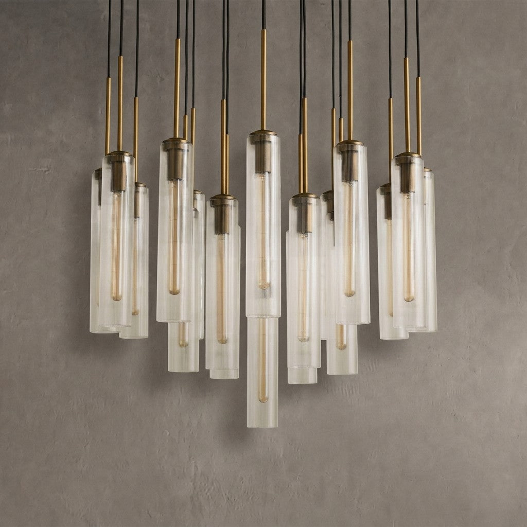 Rillchime Fluted Glass Round Chandelier