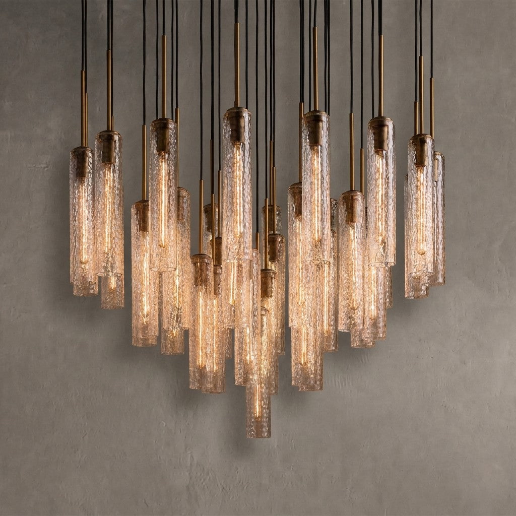 Rillchime Fluted Glass Round Chandelier