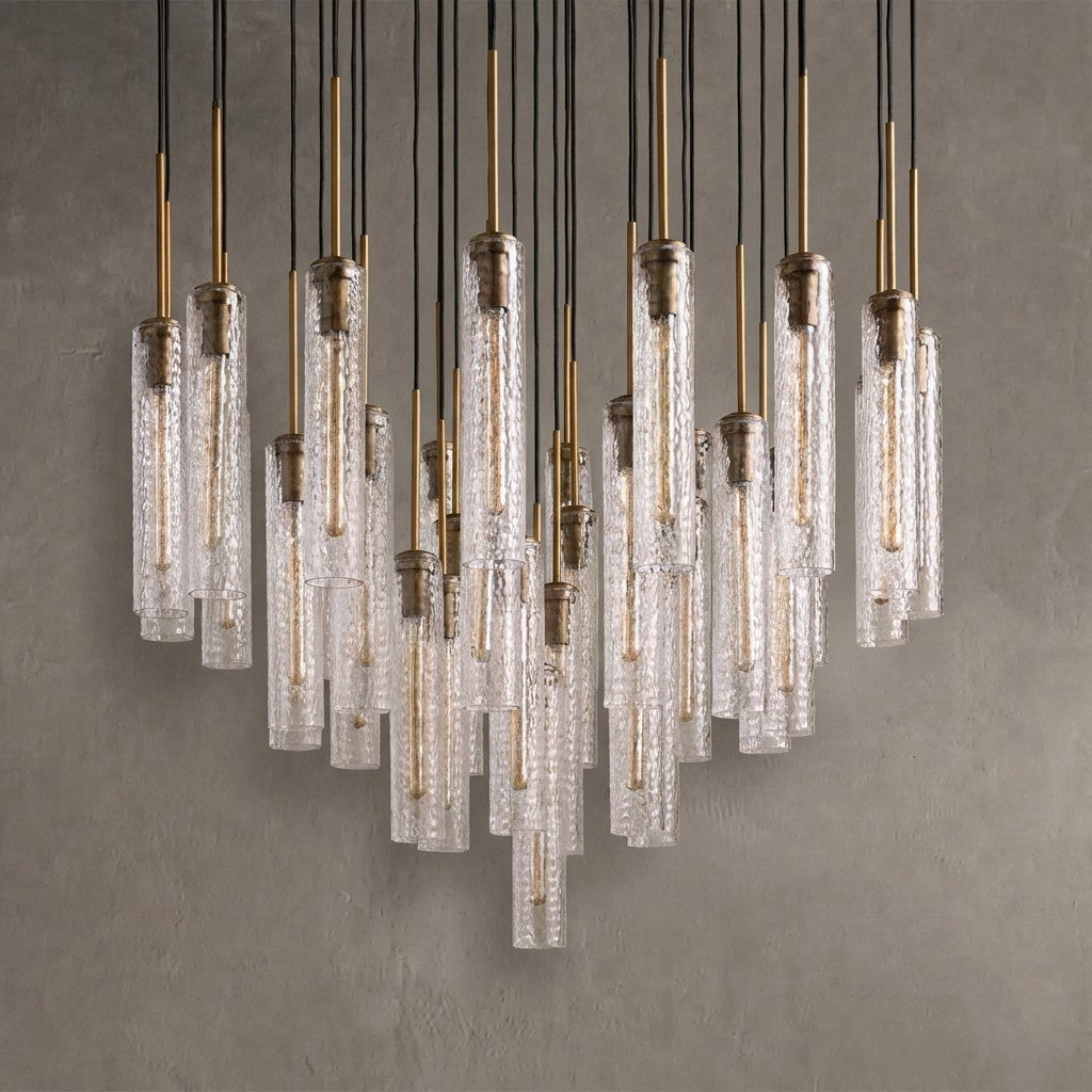 Rillchime Fluted Glass Round Chandelier