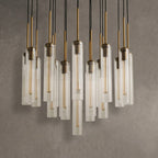 Rillchime Hammered Glass Round Chandelier