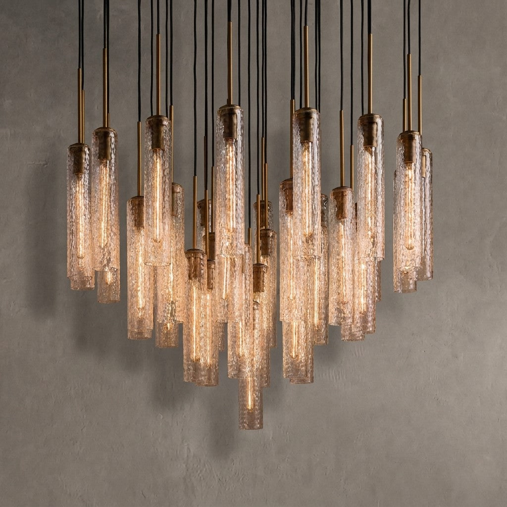 Rillchime Hammered Glass Round Chandelier