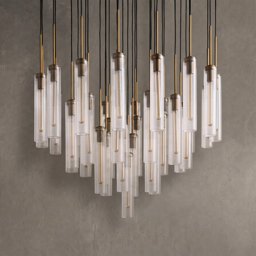 Rillchime Hammered Glass Round Chandelier