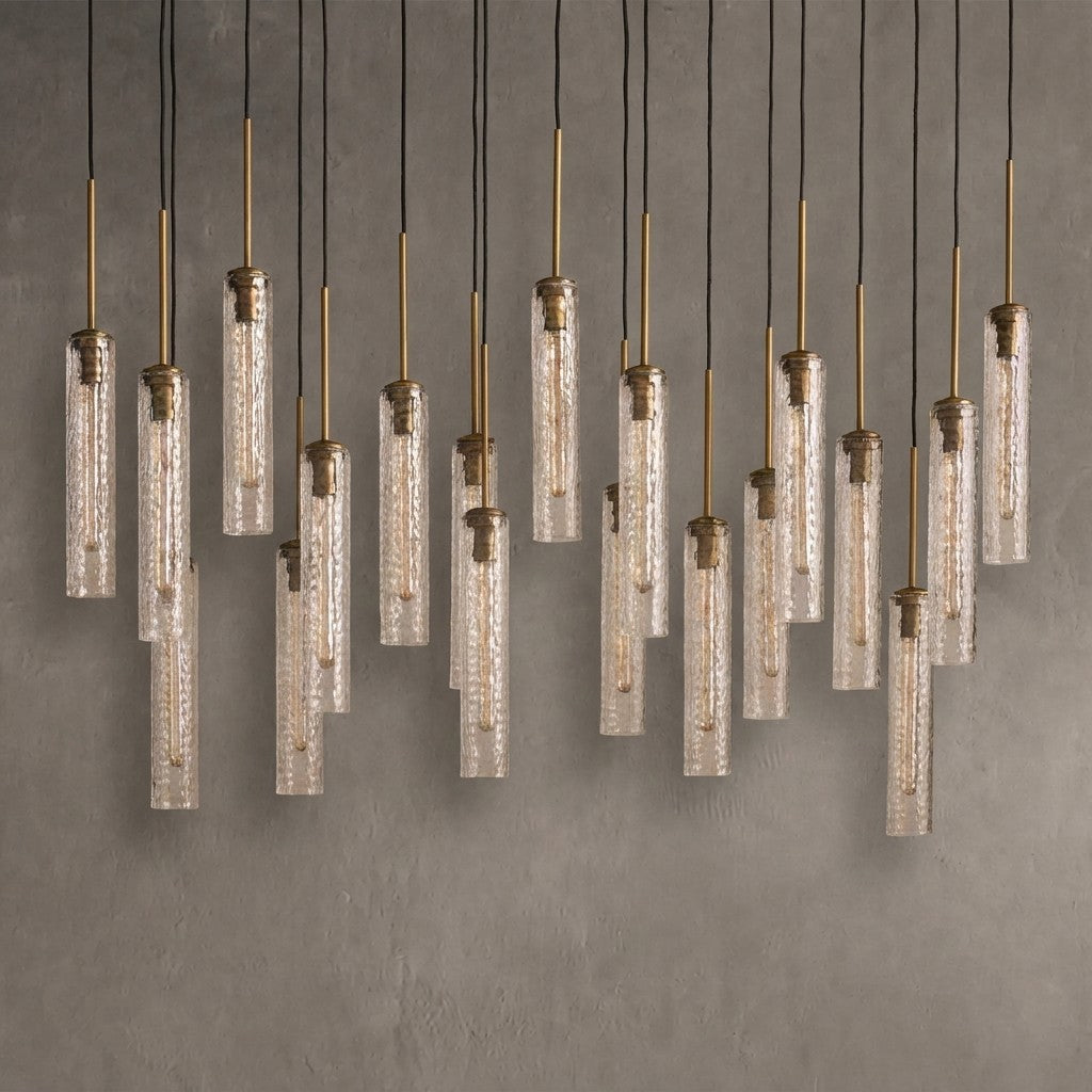 Rillchime Linear Hammered Glass Chandelier