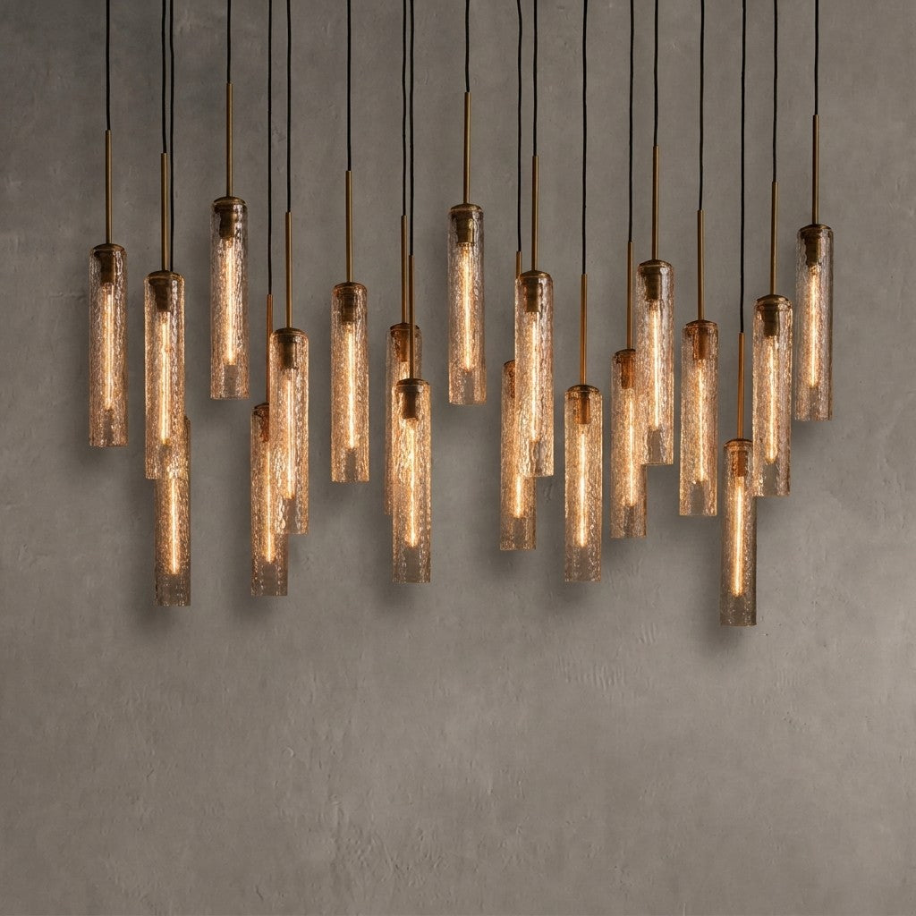 Rillchime Linear Hammered Glass Chandelier