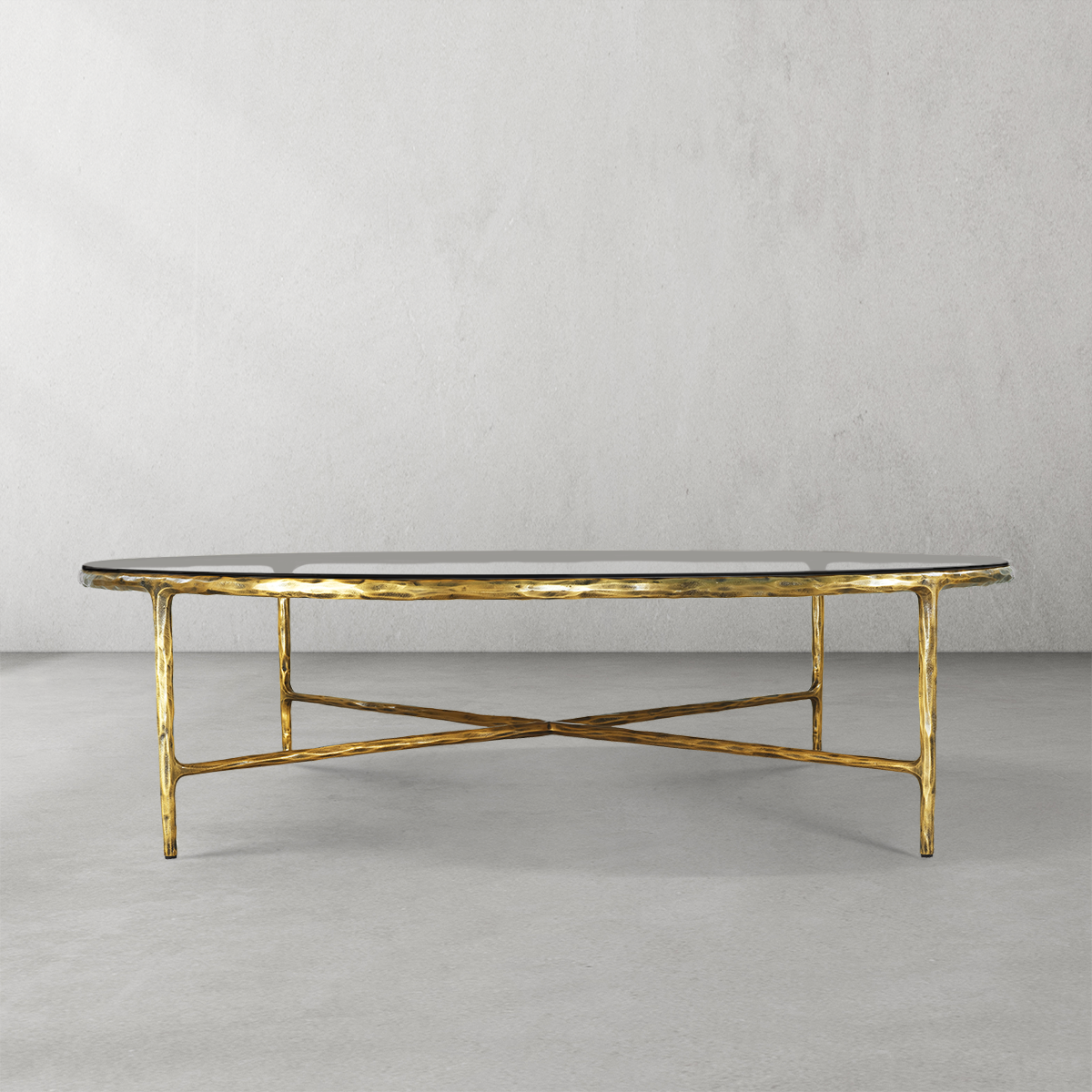 Thadson Metal Glass Round Coffee Table 36" 55"