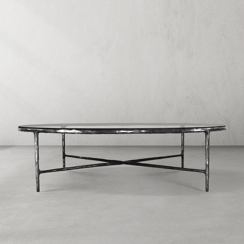 Thadson Metal Glass Round Coffee Table 36" 55"