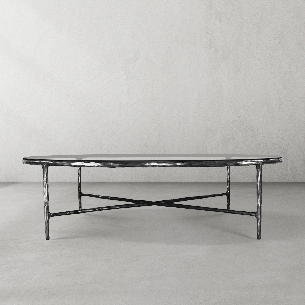 Thadson Metal Glass Round Coffee Table 36" 55"