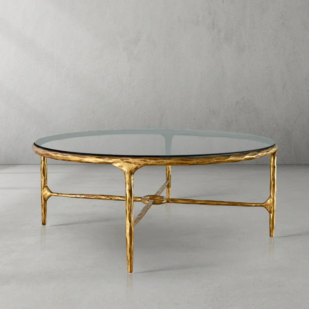 Thadson Metal Glass Round Coffee Table 36" 55"