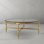 Thadson Metal Glass Round Coffee Table 36" 55"