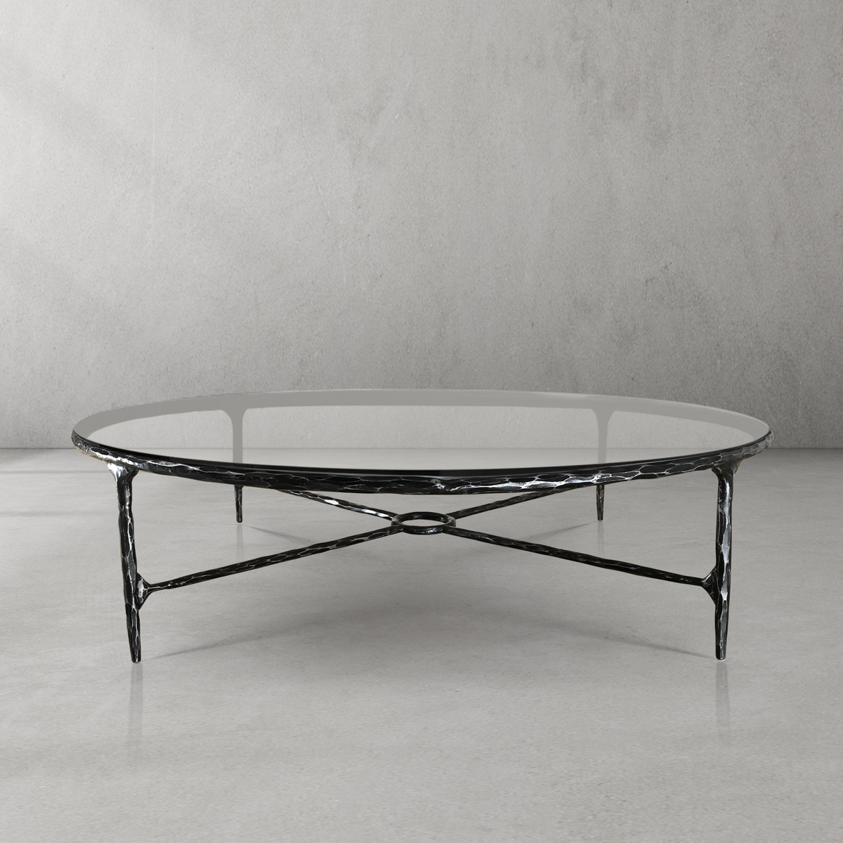 Thadson Metal Glass Round Coffee Table 36" 55"