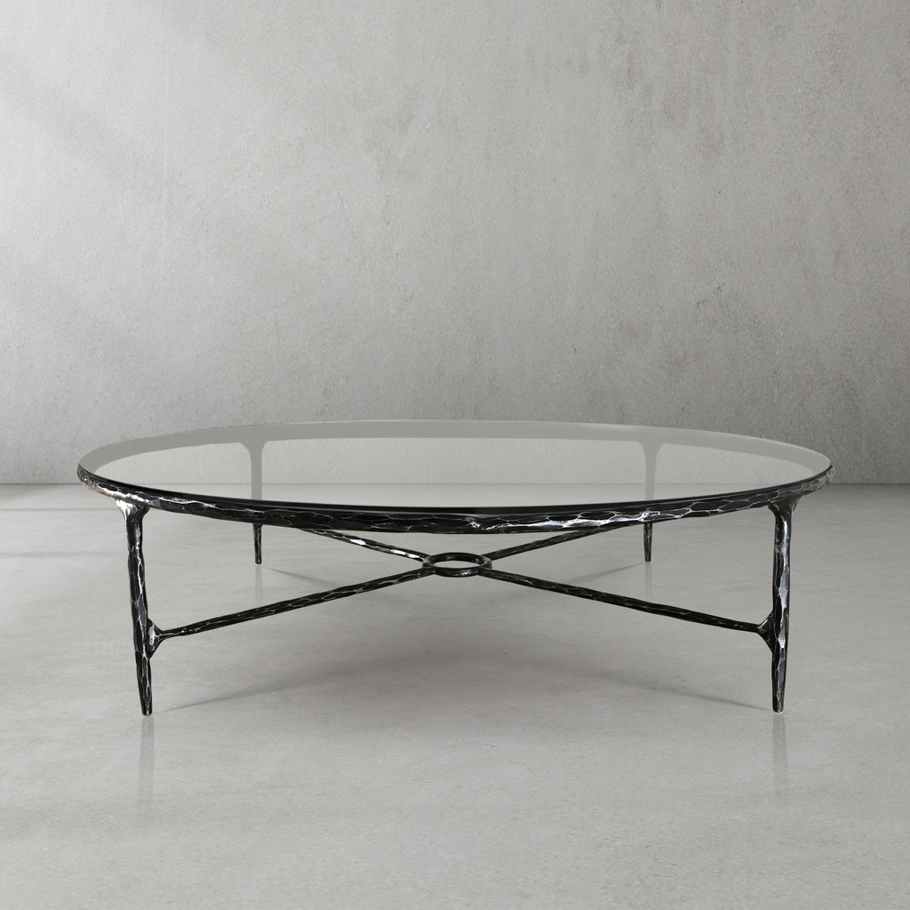Thadson Metal Glass Round Coffee Table 36" 55"