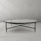 Thadson Metal Glass Round Coffee Table 36" 55"