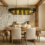 Frostweft Glass Oval Chandelier 54''65''