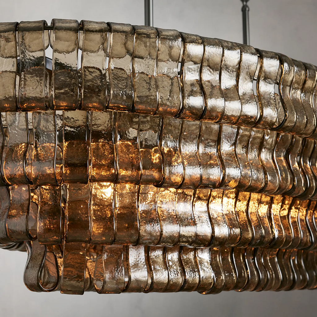 Frostweft Glass Oval Chandelier 54''65''