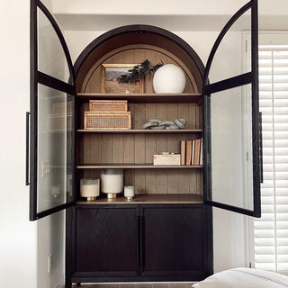 Hatton Glass-Door Oak Cabinet | Modern Farmhouse Design