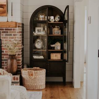 Hatton Glass-Door Oak Cabinet | Modern Farmhouse Design