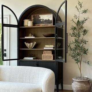 Hatton Glass-Door Oak Cabinet | Modern Farmhouse Design