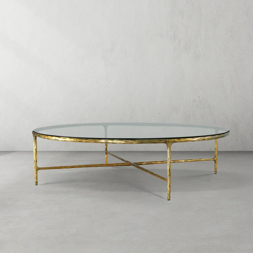Thadson Metal Glass Round Coffee Table 36" 55"