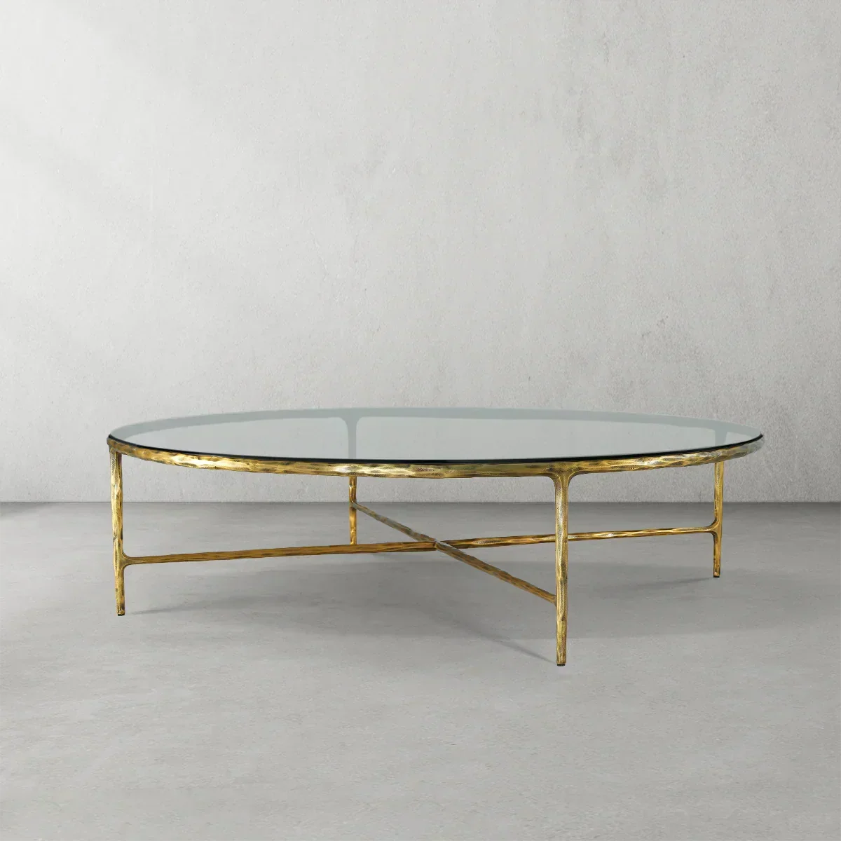 Thadson Metal Glass Round Coffee Table 36" 55"