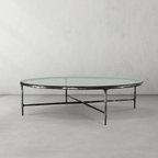 Thadson Metal Glass Round Coffee Table 36" 55"