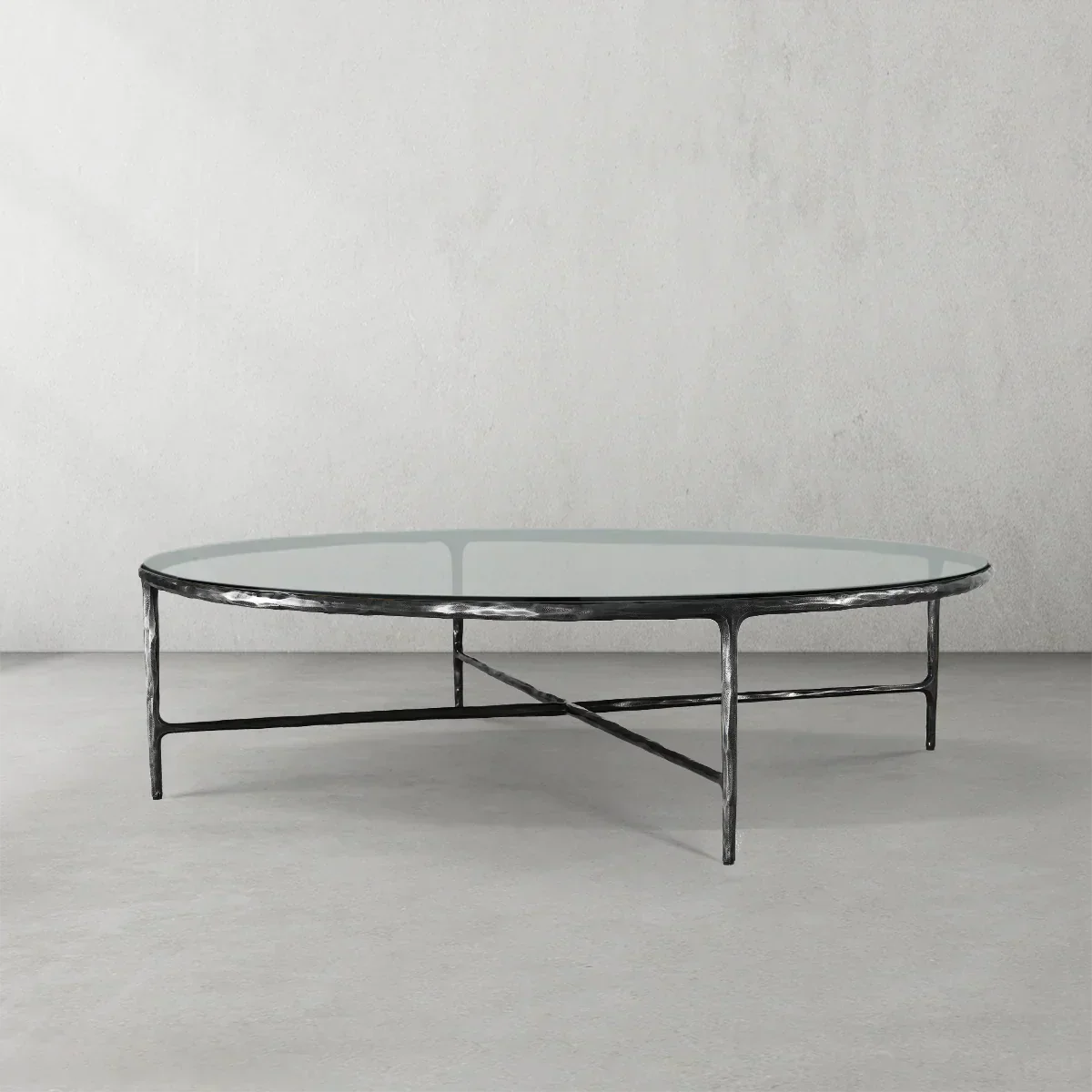 Thadson Metal Glass Round Coffee Table 36" 55"