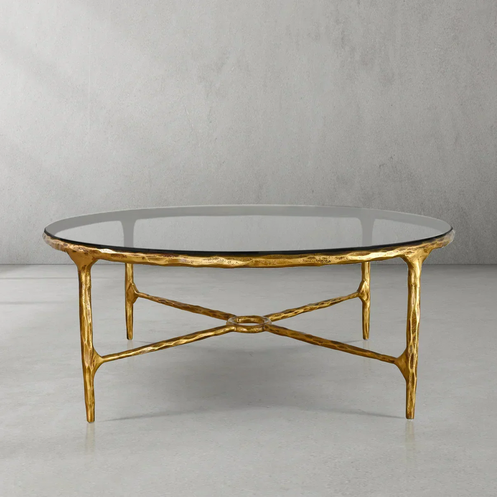 Thadson Metal Glass Round Coffee Table 36" 55"