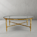 Thadson Metal Glass Round Coffee Table 36" 55"