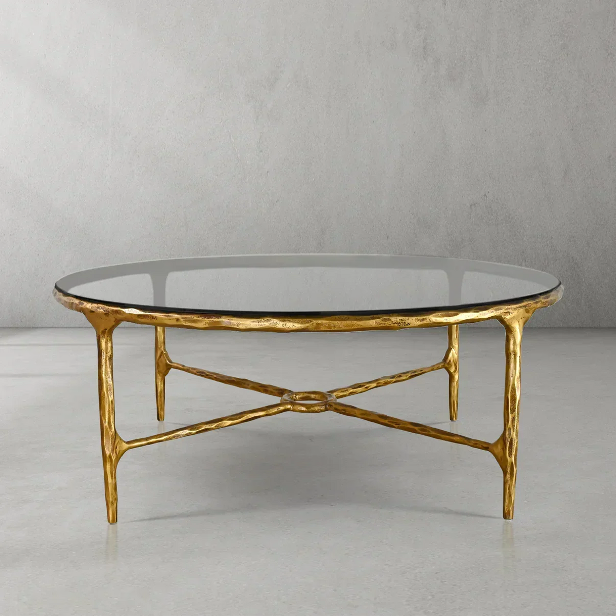 Thadson Metal Glass Round Coffee Table 36" 55"