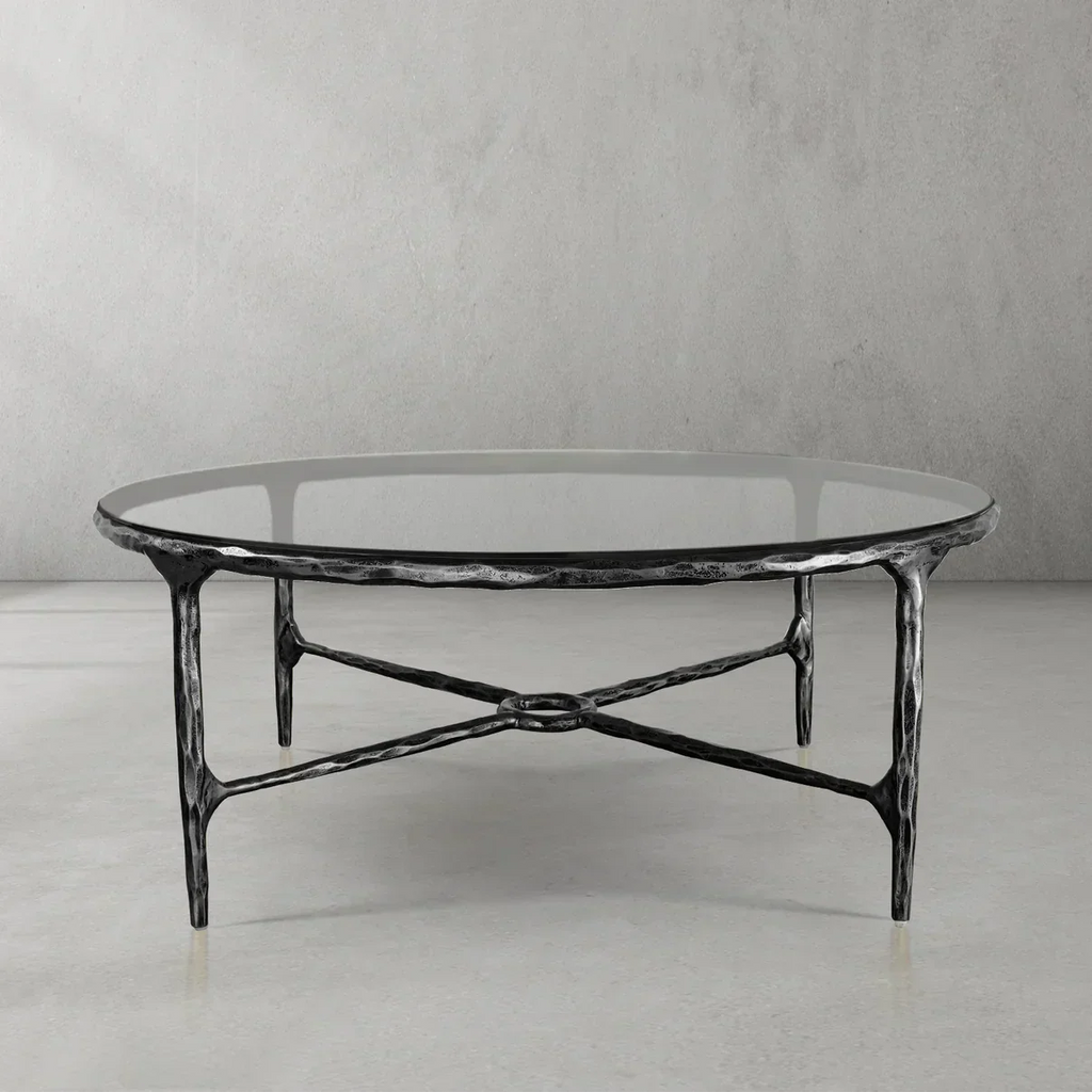 Thadson Metal Glass Round Coffee Table 36" 55"