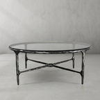 Thadson Metal Glass Round Coffee Table 36" 55"
