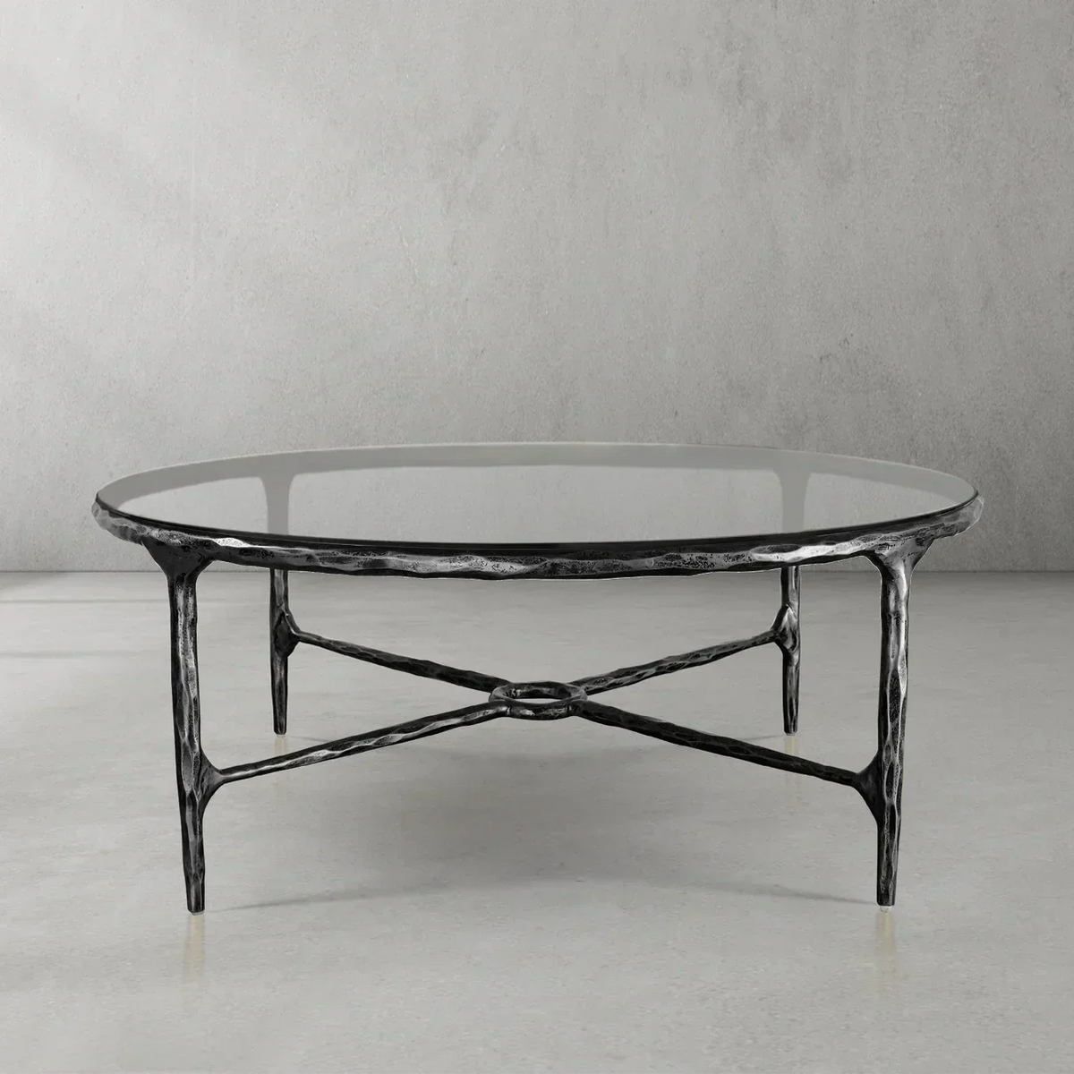 Thadson Metal Glass Round Coffee Table 36" 55"