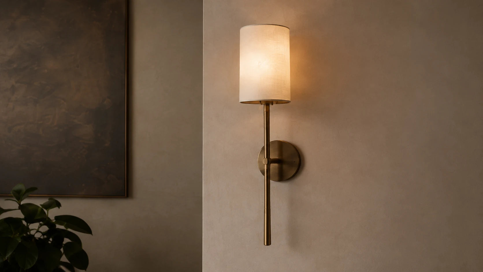 Illustrative interior with a wall sconce.